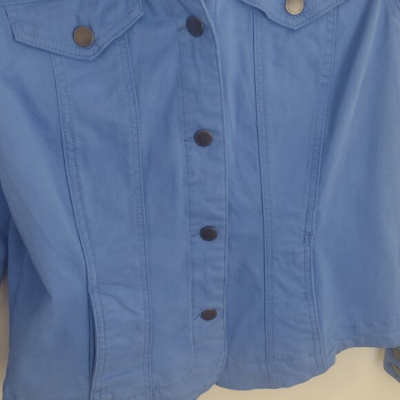 Charter Club Cornflower Blue Fitted Stretch Denim Jacket - Like New - Picture 4 of 5